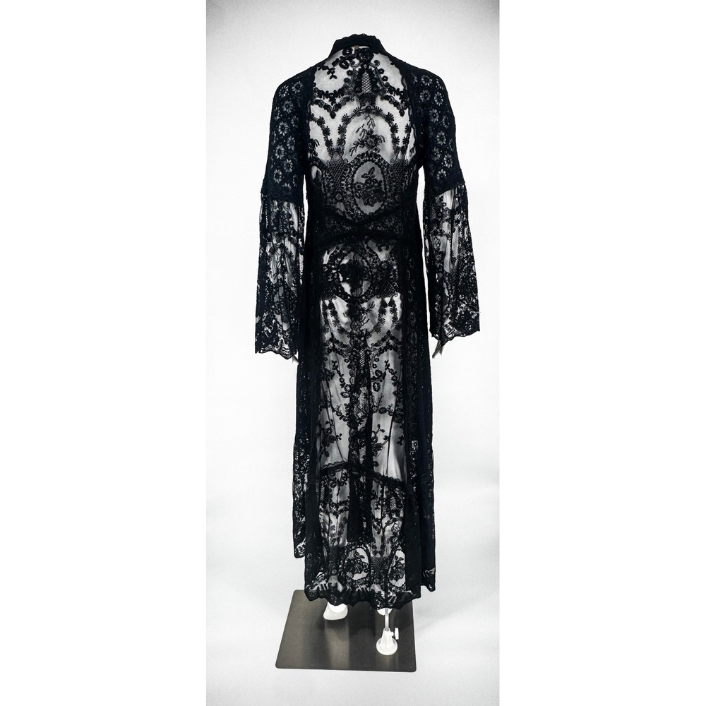 Double D Ranch Montoya Black Lace Maxi Dress Western Boho Women Medium RARE VTG - Picture 4 of 9
